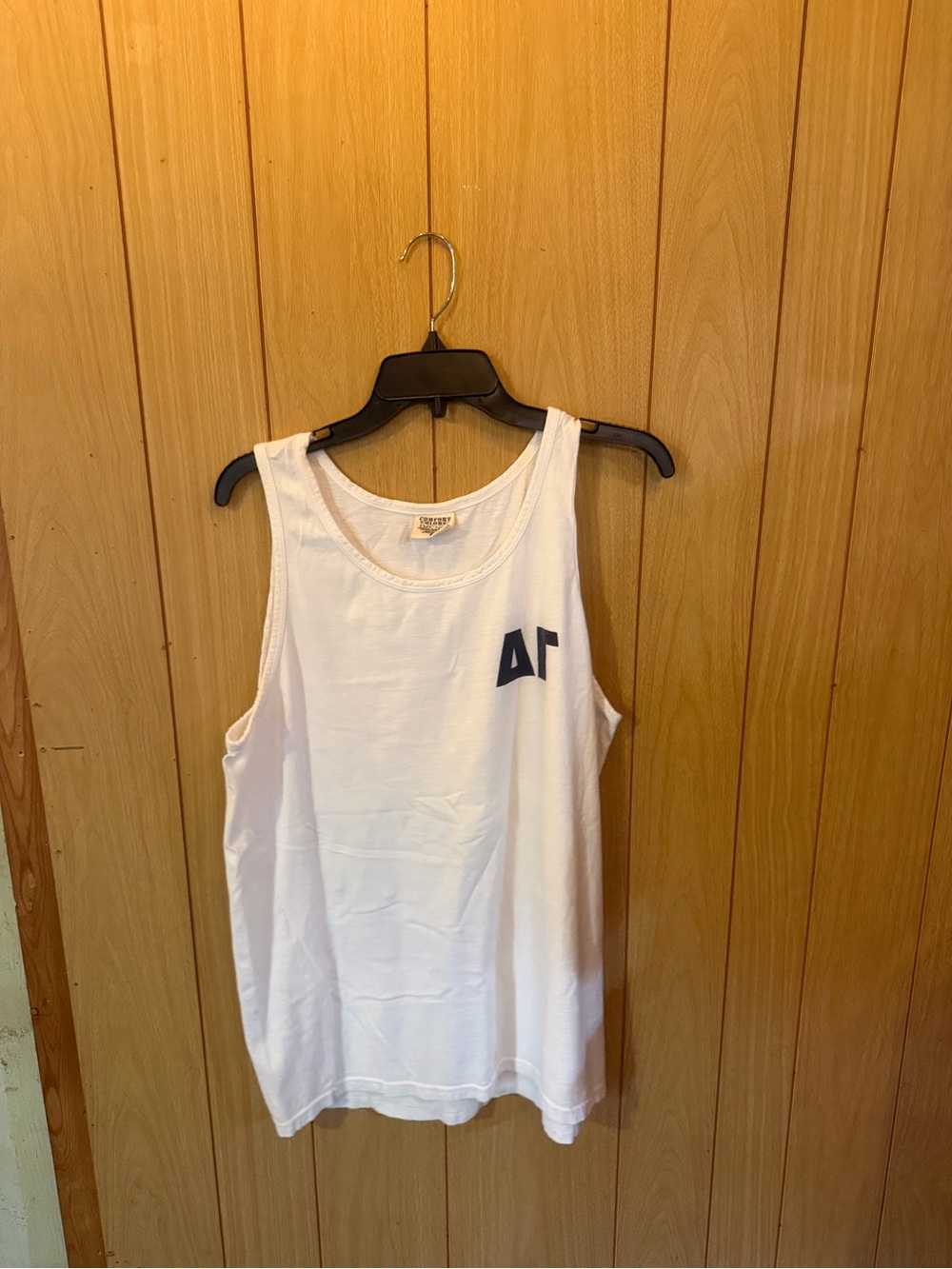 Comfort Colors White Tank Top with Navy Graphic